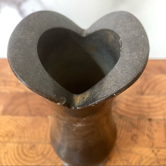 Vintage Black Carved Stone Vase India - Picture 4 of 10